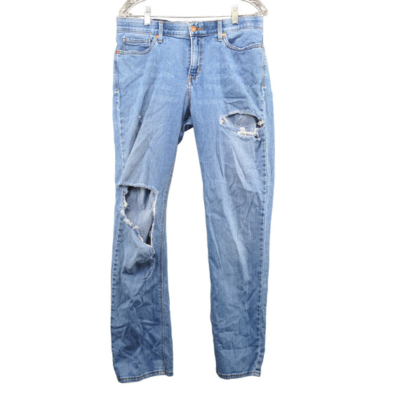 Levis Womens 535 Jeans Blue 12M Distressed Perfect Waist Straight Denim Original - Picture 1 of 11